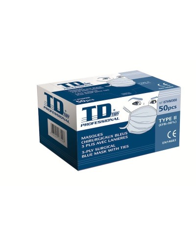 Хирургическа маска 3 слоя ластик/син