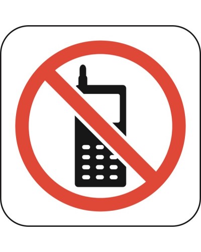 Знак "Забранена е употребата на мобилен телефон"