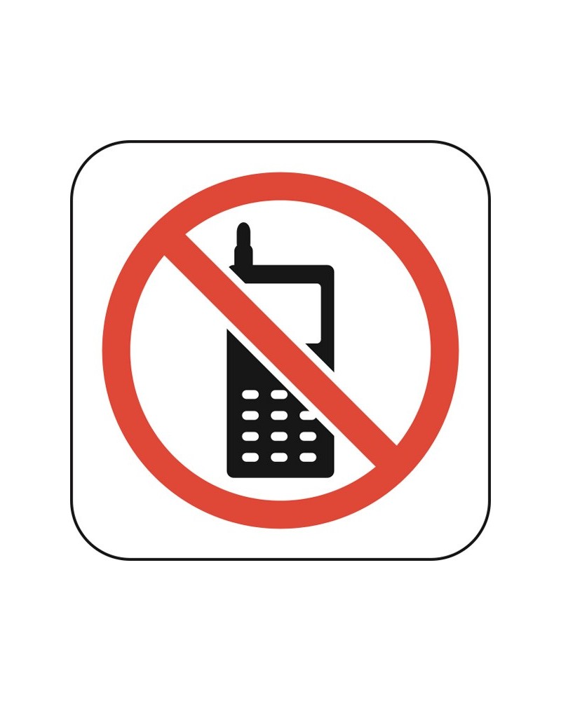 Знак "Забранена е употребата на мобилен телефон"