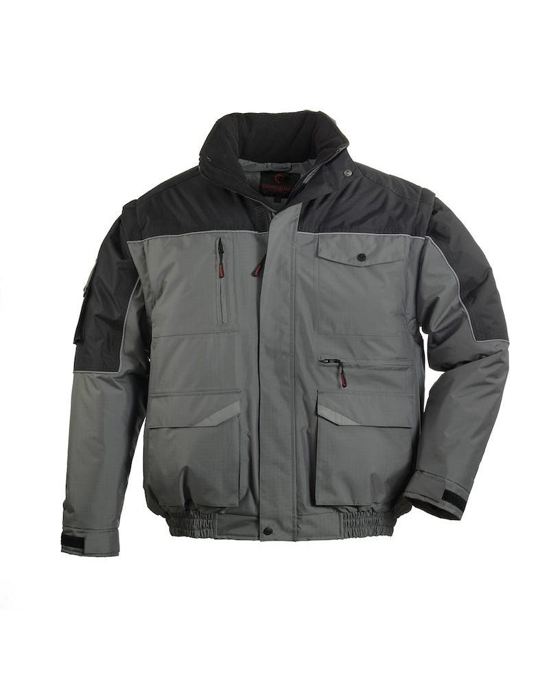 Полушуба 2 en 1 с много джобове RIPSTOP сив|черен
