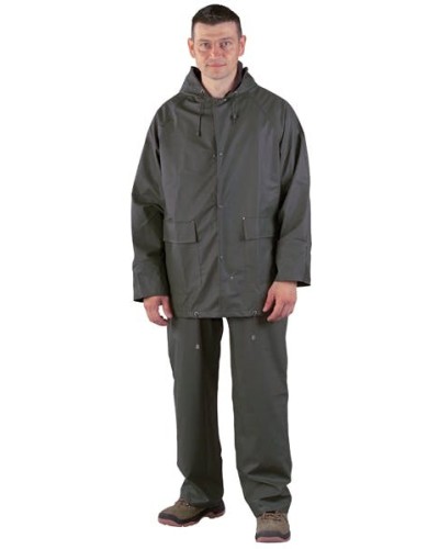 Куртка и панталон облекло за дъжд от полиуретан зелен