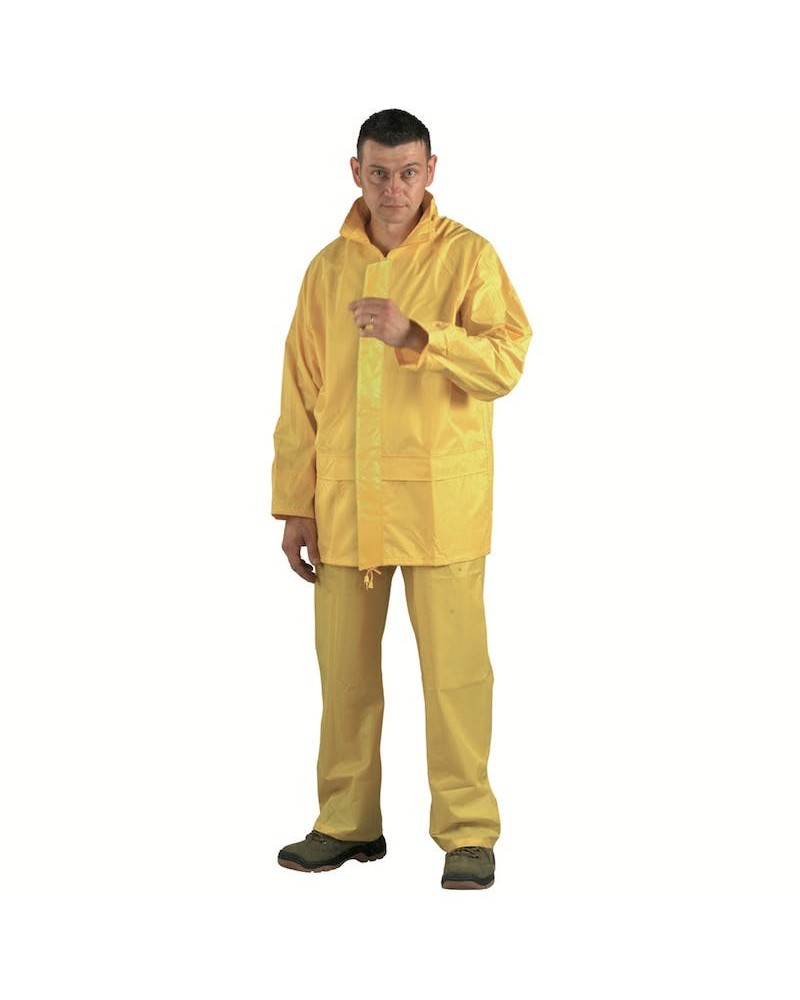 Комплект куртка и панталон от полиамид за дъжд жълт