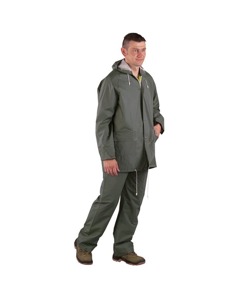 Костюм за дъжд от PVC куртка и панталон зелен