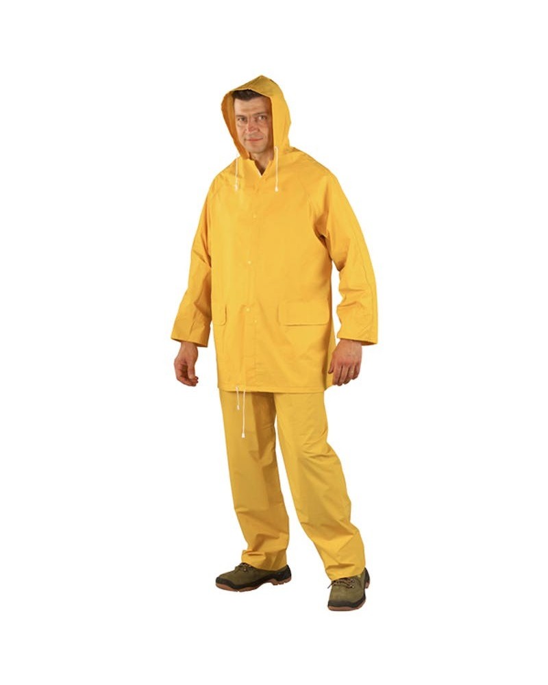 Костюм за дъжд от PVC куртка и панталон жълт