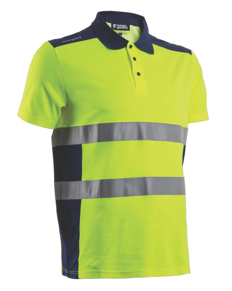 Тениска с висока видимост OKI, с къс ръкав и яка