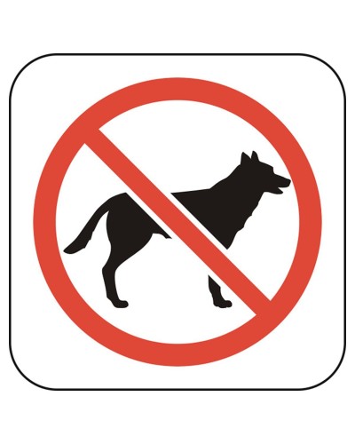 Знак "Забранено за кучета", огледален стикер