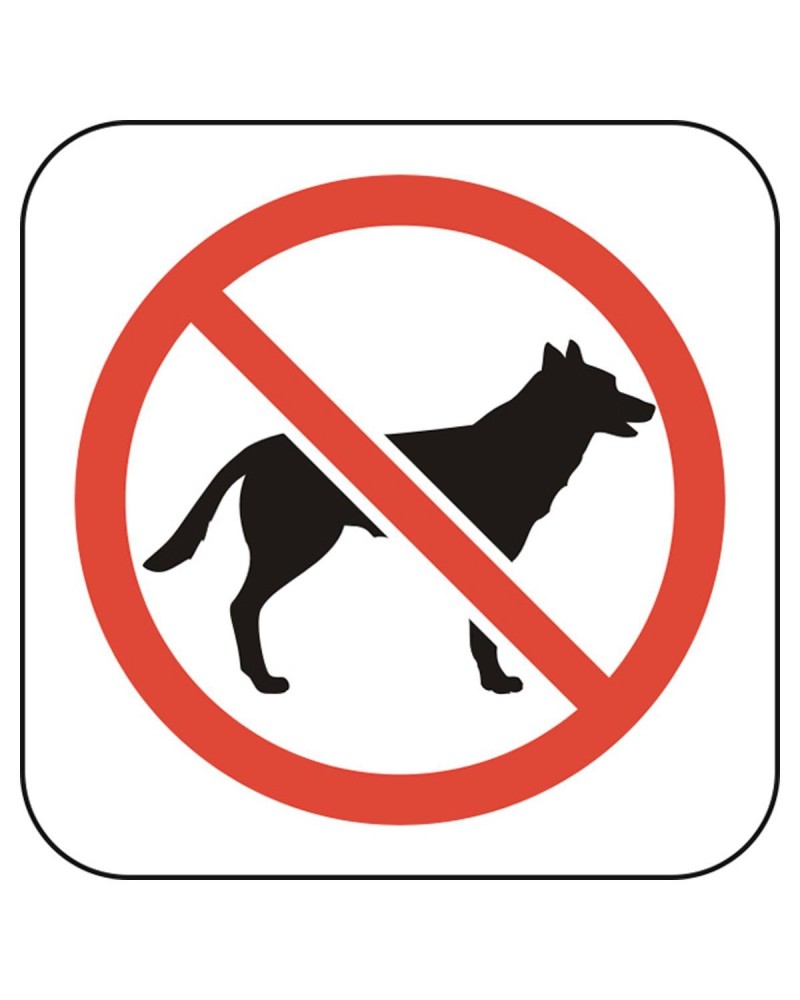 Знак "Забранено за кучета", огледален стикер