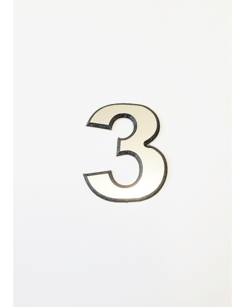Цифра 3, сребриста цифра 4 см