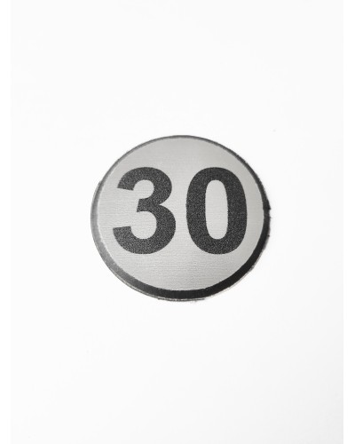 Цифра 30,  сребрист кръг 4 см